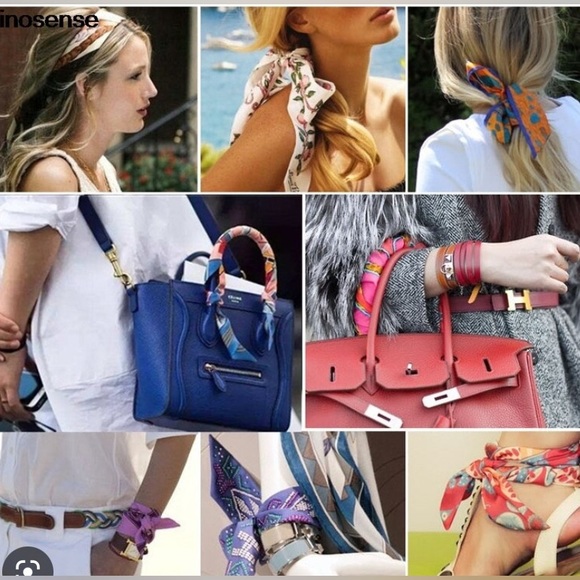 🍒Set of 2 Twilly Scarves - Picture 3 of 9